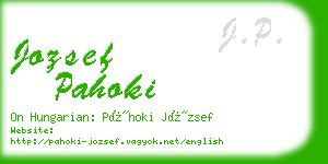 jozsef pahoki business card